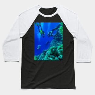 Coral reef and scuba divers Baseball T-Shirt